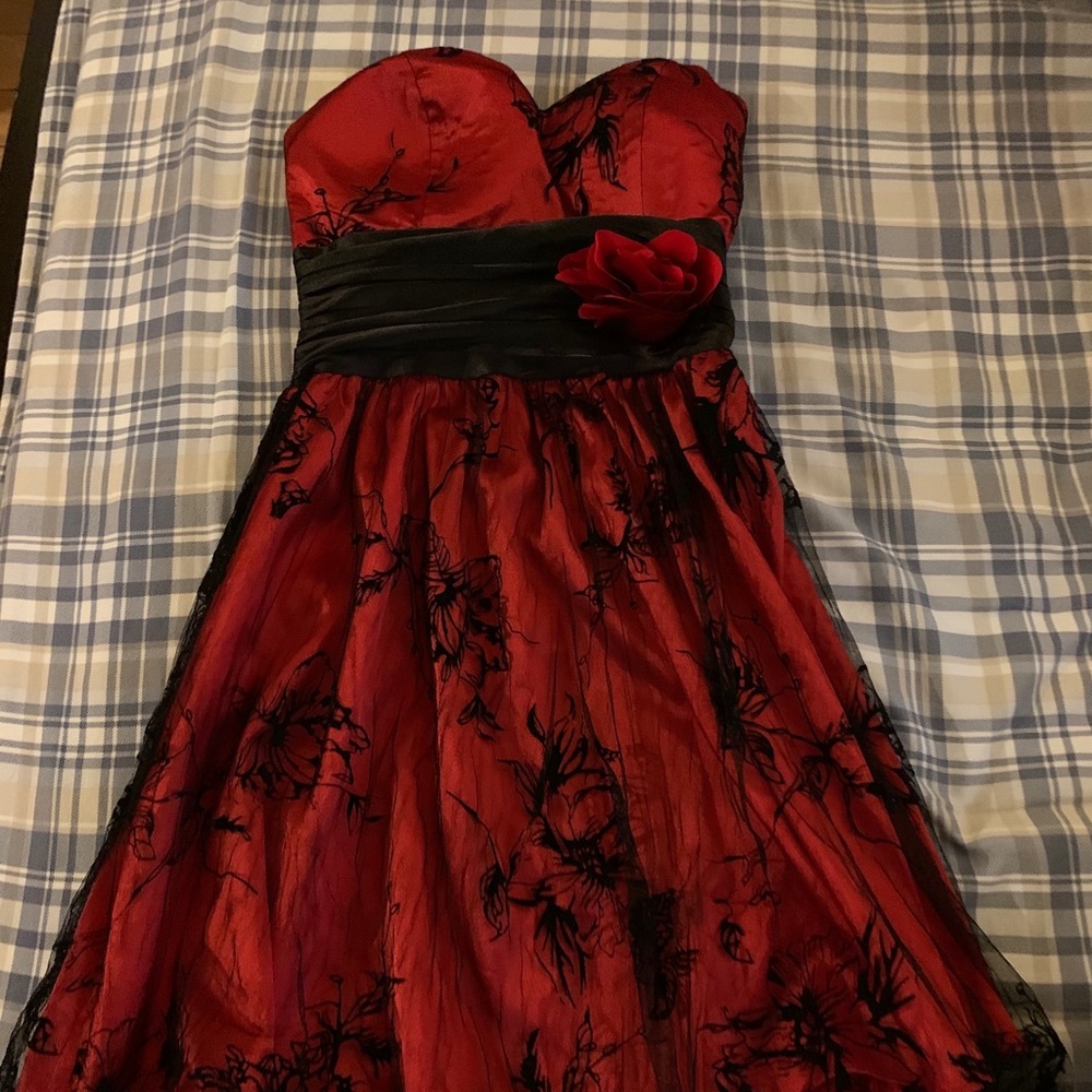 Strapless Red and Black Dress